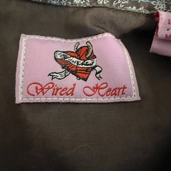 Wired Heart Womens Sz Extra Large Western Pearl Snap Ranch Wear Blouse Shirt Top - Picture 2 of 4